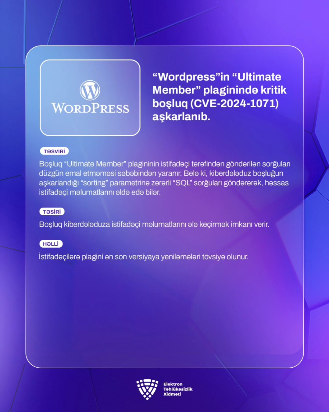 “WordPress”in “Ultimate Member” plaginində kritik boşluq (CVE-2024-1071) aşkarlanıb